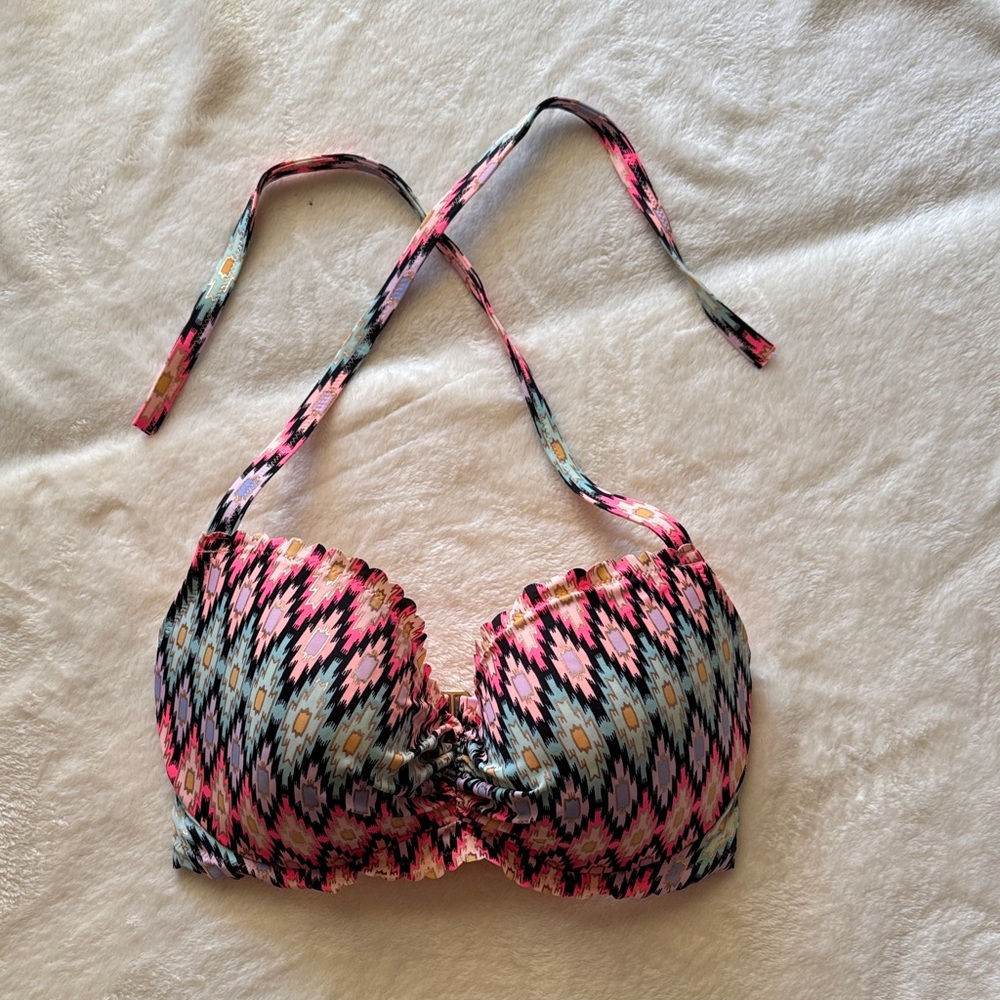 PINK Victoria's Secret Multicolor Patterned Bikini Top 34DDD